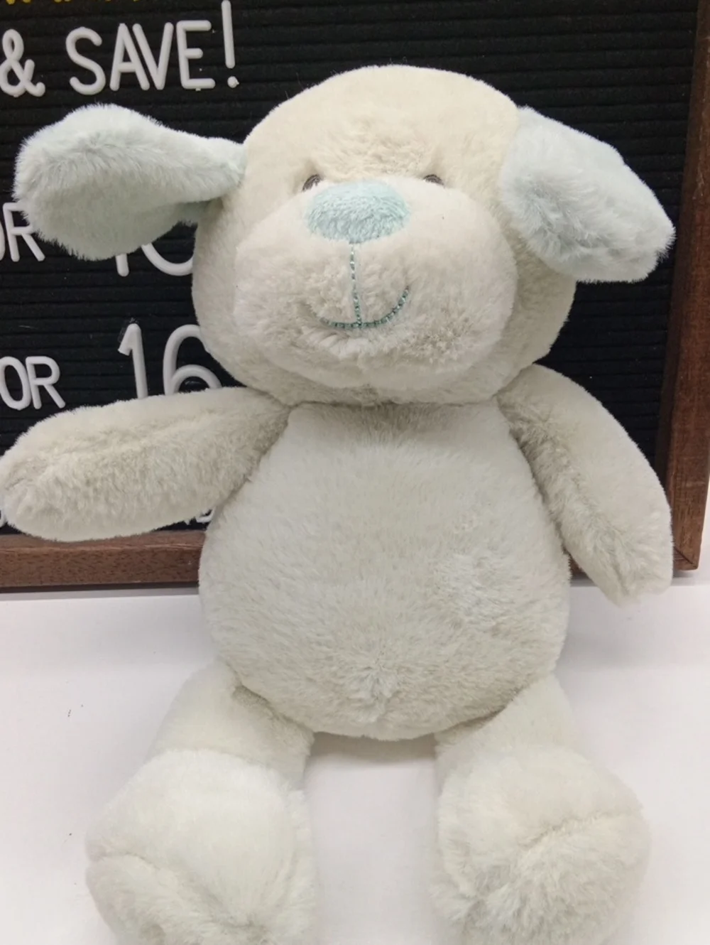 Rattle Bear Blue\Cream Plush